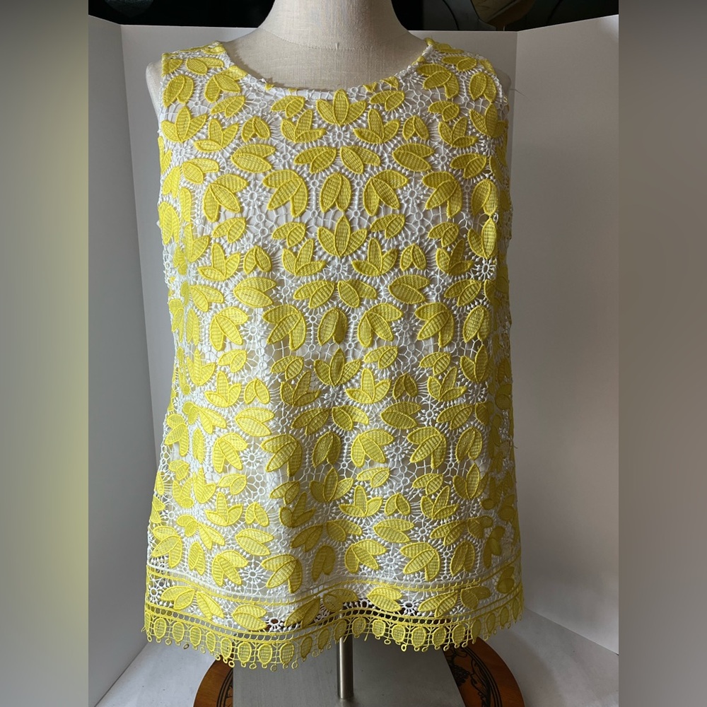 Charter Club Yellow Floral Lace Blouse